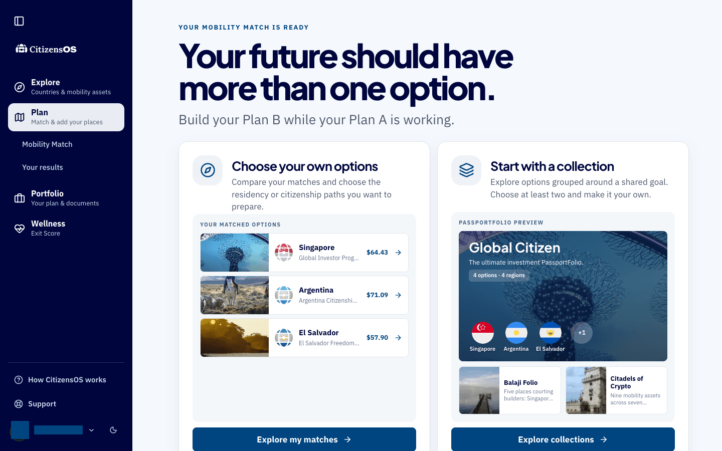 Global Citizen PassportFolio in the CitizensOS app