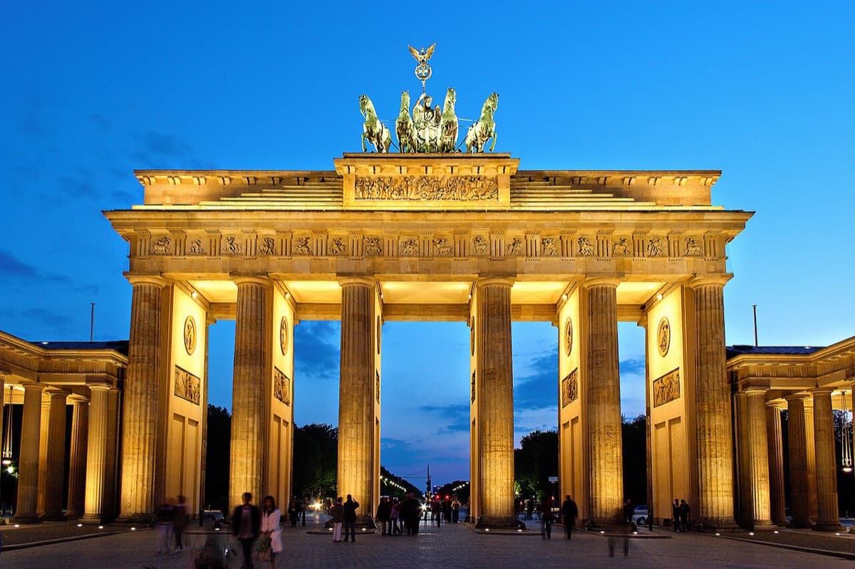 The Brandenburg Gate in Berlin at night