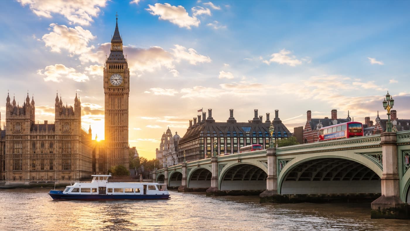 Big Ben and Westminster Bridge over the Thames in London